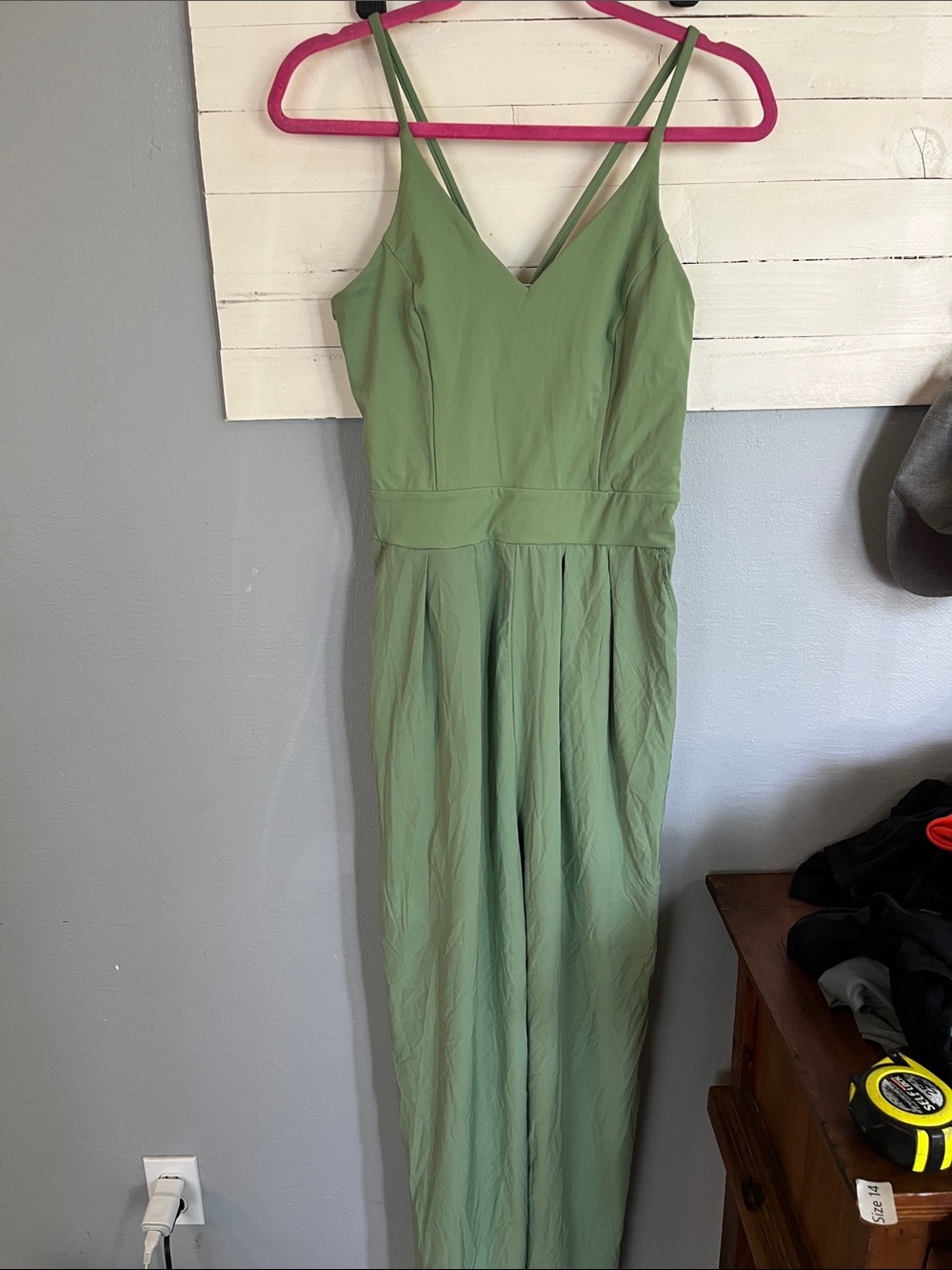 HALARA Sage Green Women's Jumpsuit - Soft Olive Tone. Medium Tall size